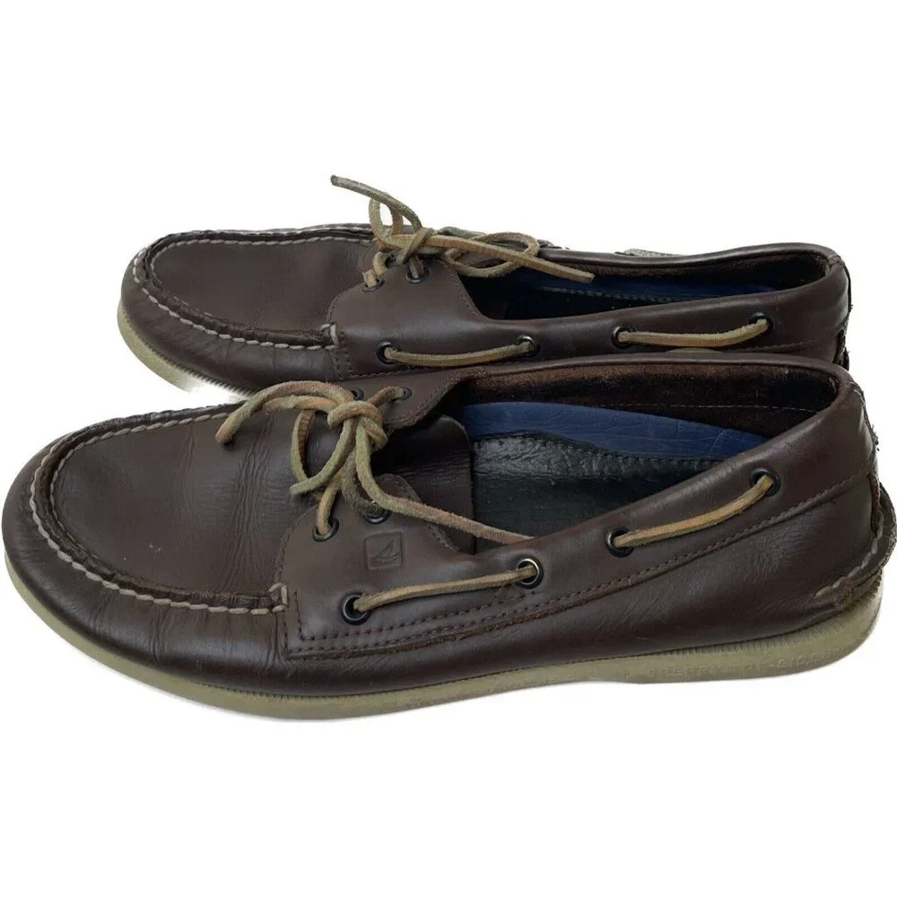 Sperry Top Sider Mens 10.5 M Brown Leather Boat Shoes Casual Loafers